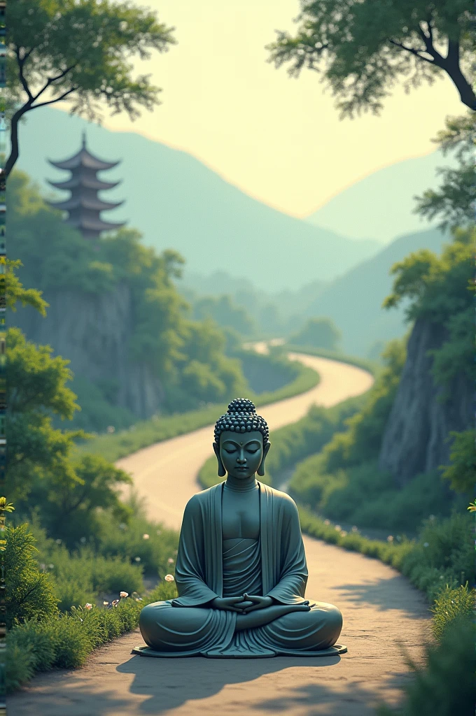 Buddha asian arm give in a road