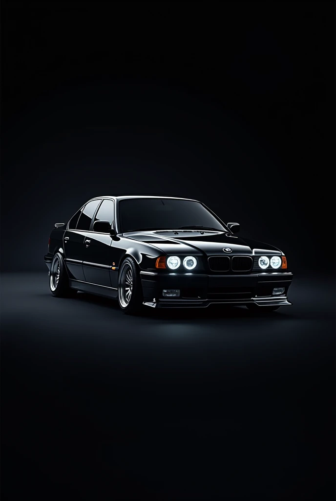 rond fond noir avec une bmw e34 de face en fond.
Un contour autour du logo avec ecrit MoleculeTHC Modding