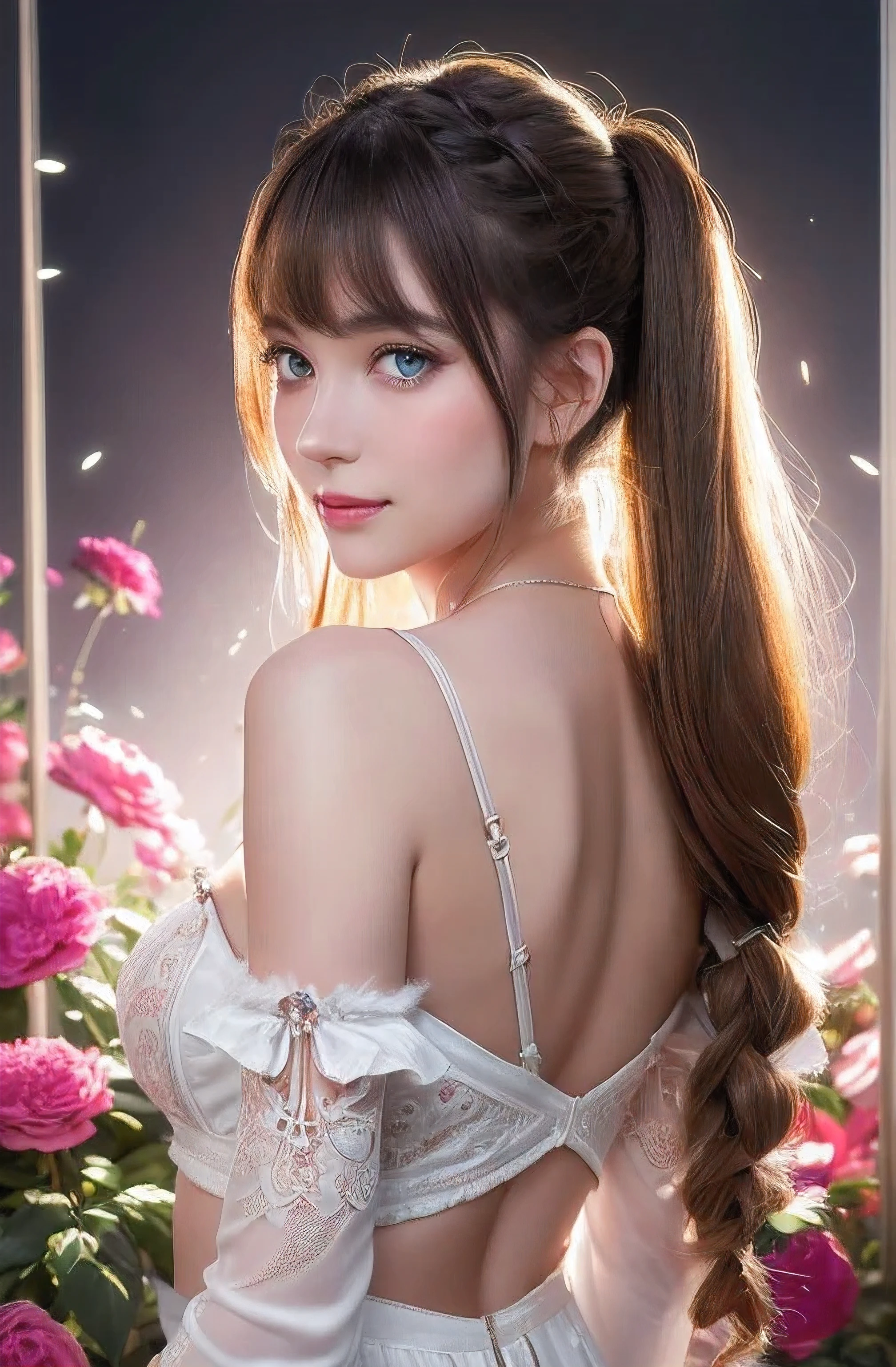 A stunning portrait of Anna Dittman-like beauty, dressed in a fitted red and white dress with fur trim, wide sleeves, and gloves, set against a darker bokeh background. Her long ash-brown hair cascades down her back as she gazes directly at the viewer with a captivating smile (1, 4). Her realistic violet eyes sparkle with intrigue. The focus is sharp, highlighting the intricate details of her outfit, from the delicate patterns to the subtle texture of the fur trim. A stunning example of hyper-detailed close-up photography.bondage,bdsm harness, red harness (masterpiece,best quality),(extremely detailed),(bright studio lighting),(sharp focus),picture perfect face,128k female models, Huge breasts, eyes, ((random twintail style)), High resolution, Upper body, No background, Studio Lightning, ((8k,UHD,32k sexy female models , Huge breasts, Blue eyes, twintails a flat lineart of a young beautiful woman leaning against colorful wall printed botanial patterns at pop-style Private Rooms,kind smile,bangs,messy short-bob,detailed realistic clothes,soft tone,only in four colors,blonde hair,midriff peekblonde hair ,Gskindentation, High resolution , Upper body, No background, Studio Lightning ,Wearing a Ball gown shiny(photorealistic:1.2) 1woman, Masterpiece, HD, 16K, A captivating minimalist illustration of a 1 woman. The upper body, the face at a 45-degree angle to the center, is elegantly accentuated with delicate touches of pastel, high bangs, large eyes, full cheek lips, pale skin, close-up. The illustration resembles a tapestry painting of Anne Bachelier's light-hearted sketches, with a background of a space surrounded by many flowers, and a colorful, magical and mysterious presence is reflected in the expression.A captivating fantasy portrait of a stunning powerful young female model, dressed in a fashionable and stylish outfit with a touch of gothic elements. She is powerfully punching the camera's glass screen, leaving a striking cracked glass effect latex