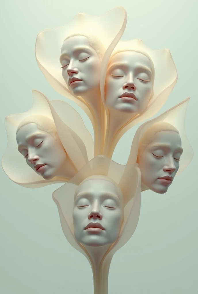 5 male faces as single flower Petals (no obstruction)