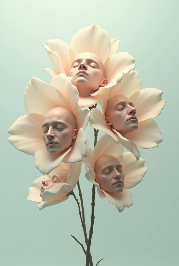 5 male faces as single flower Petals (no obstruction)