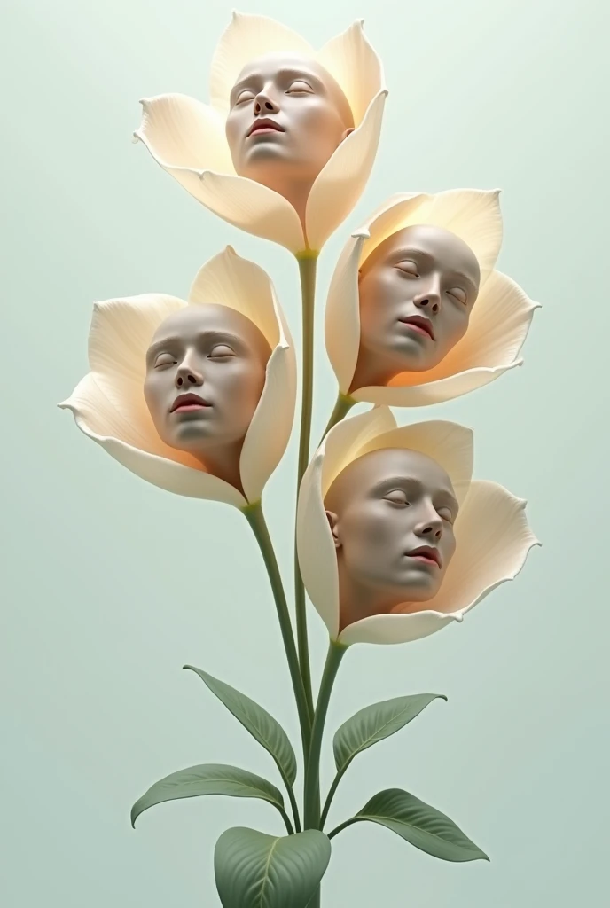5 male faces as single flower Petals (no obstruction)