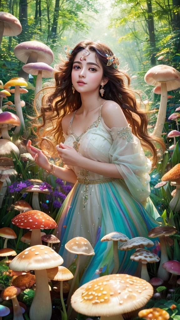 " Girl from the stars, (shimmering fur), celestial antennae, shell of wonder, planetary dreamscape, (cosmic enchantment), surreal artistry, vibrant and alien palette",kneeling, wide shot, f/1.8, bokeh