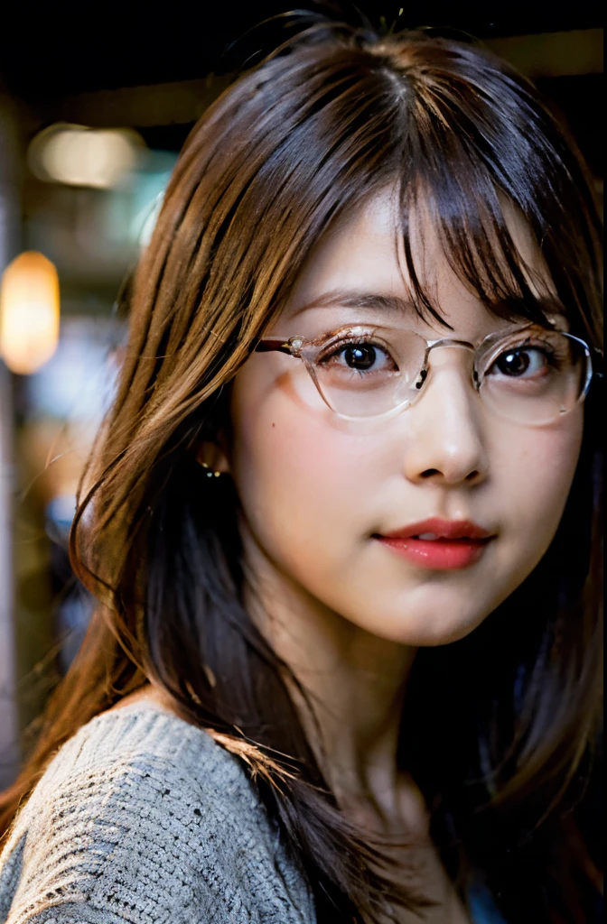 nsfw:1.2,(8k、RAW Photos、Highest quality、masterpiece:1.2)、(Realistic、Photorealistic:1.37)、Ultra-detailed、Ultra-high resolution、1 girl、Seeing the viewer、Beautifully detailed face、Laughter、narrow、(Narrow waist) :1.3)、shortcut、Beautifully detailed skin、Skin Texture、Floating Hair、Professional Lighting、Waiting for the train on the platform、Black-rimmed square glasses 、Human whole body、Brown Hair