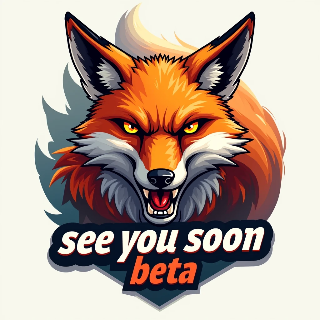 Fox
Logo for gaming
Feirce
With letter below :”see you soon beta”