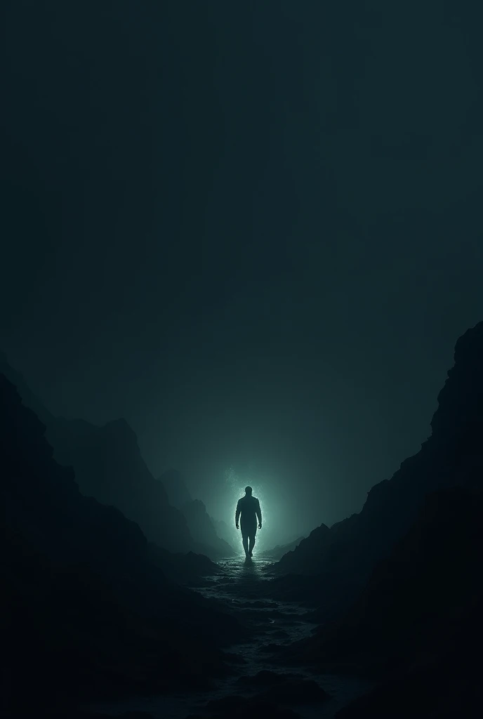 A dark valley so dark that i you can’t see anything just a man that is the only light walking in it
