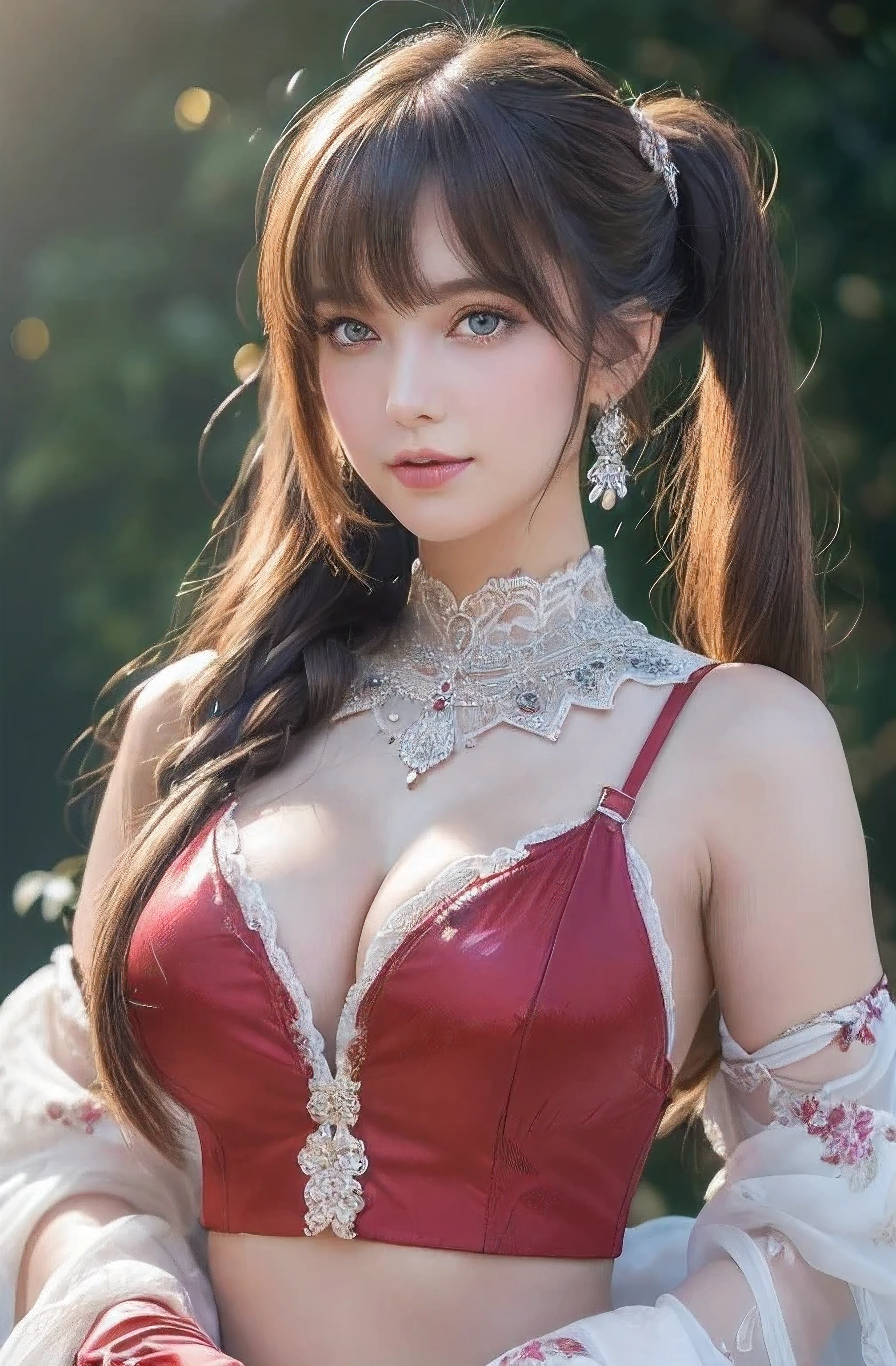 A stunning portrait of Anna Dittman-like beauty, dressed in a fitted red and white dress with fur trim, wide sleeves, and gloves, set against a darker bokeh background. Her long ash-brown hair cascades down her back as she gazes directly at the viewer with a captivating smile (1, 4). Her realistic violet eyes sparkle with intrigue. The focus is sharp, highlighting the intricate details of her outfit, from the delicate patterns to the subtle texture of the fur trim. A stunning example of hyper-detailed close-up photography.bondage,bdsm harness, red harness (masterpiece,best quality),(extremely detailed),(bright studio lighting),(sharp focus),picture perfect face,128k female models, Huge breasts, eyes, ((random twintail style)), High resolution, Upper body, No background, Studio Lightning, ((8k,UHD,32k sexy female models , Huge breasts, Blue eyes, twintails a flat lineart of a young beautiful woman leaning against colorful wall printed botanial patterns at pop-style Private Rooms,kind smile,bangs,messy short-bob,detailed realistic clothes,soft tone,only in four colors,blonde hair,midriff peekblonde hair ,Gskindentation, High resolution , Upper body, No background, Studio Lightning ,Wearing a Ball gown shiny(photorealistic:1.2) 1woman, Masterpiece, HD, 16K, A captivating minimalist illustration of a 1 woman. The upper body, the face at a 45-degree angle to the center, is elegantly accentuated with delicate touches of pastel, high bangs, large eyes, full cheek lips, pale skin, close-up. The illustration resembles a tapestry painting of Anne Bachelier's light-hearted sketches, with a background of a space surrounded by many flowers, and a colorful, magical and mysterious presence is reflected in the expression.A captivating fantasy portrait of a stunning powerful young female model, dressed in a fashionable and stylish outfit with a touch of gothic elements. She is powerfully punching the camera's glass screen, leaving a striking cracked glass effect latex
