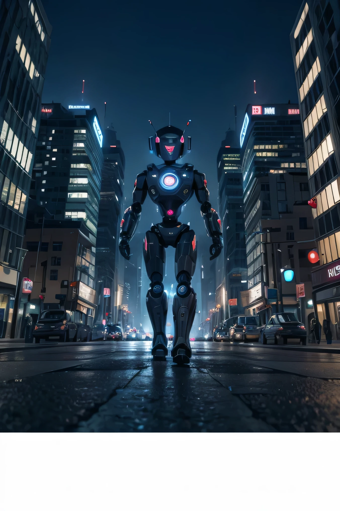Create a city tecnology where robots is working