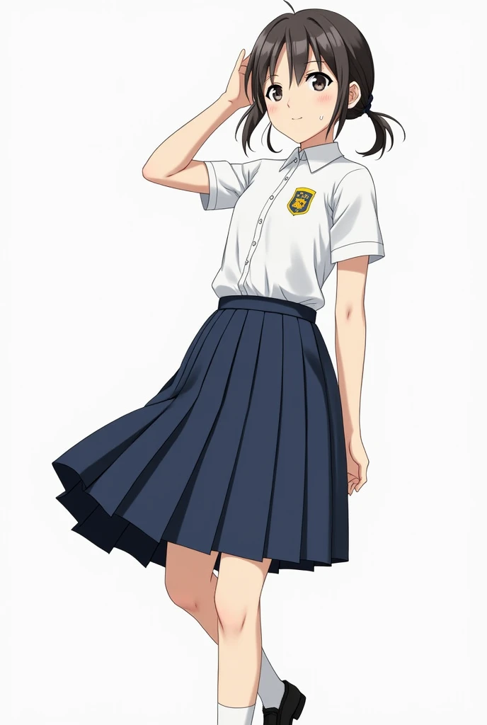 The school uniform for girls at Chonlathornwitthaya High School may look like this::
**shirt:**
- shirtเชิ้ตสีขาวแขนสั้น คอปก เนื้อผ้าบางเบาและโปร่งสบาย เหมาะสำหรับสภาพอากาศร้อน
- กระดุมสีขาวเรียงตามแนวกลางshirt
- สาบshirtสามารถมีตราสัญลักษณ์โรงเรียนปักที่หน้าอกด้านซ้าย
**skirt:**
- skirtพลีตสีกรมท่าหรือสีน้ำเงินเข้ม ความยาวประมาณเข่าหรือเหนือเข่าเล็กน้อย
- มีเข็มขัดสีดำหรือสีน้ำเงินเข้มเพื่อรัดเอว
**shoe:**
- shoeนักเรียนสีดำ คัชชูทรงเรียบง่าย
- ถุงเท้าสีขาวยาวถึงข้อเท้า
**decorations:**
- เข็มกลัดตราสัญลักษณ์โรงเรียนติดที่คอshirtด้านซ้าย
- หากเป็นนักเรียนระดับสูง อาจมีสายคาดเอวหรือโบว์สีประจำชั้นเรียนติดที่คอshirt
**Hair style:**
- Female students may have to tie their hair neatly or braid it if it is long. - Use black or dark blue ribbon to tie or tie the hair.