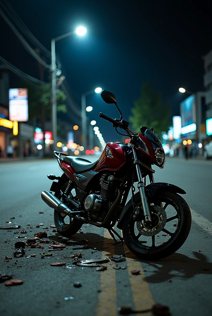 Mio J 2012 Motorcycle Front Part Destroyed at Night, located at the Advent intersection, Jawa Barat, Bandung