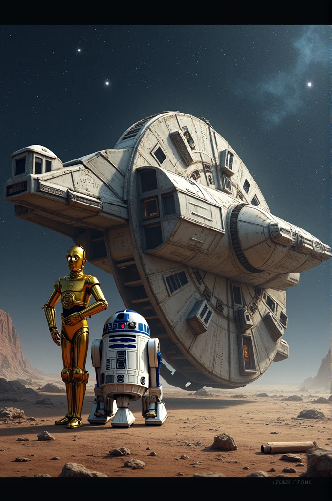 Millennium Falcon and R2D2 with C3PO