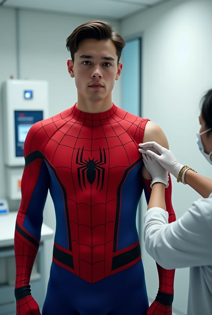 Spider-Man getting an injection