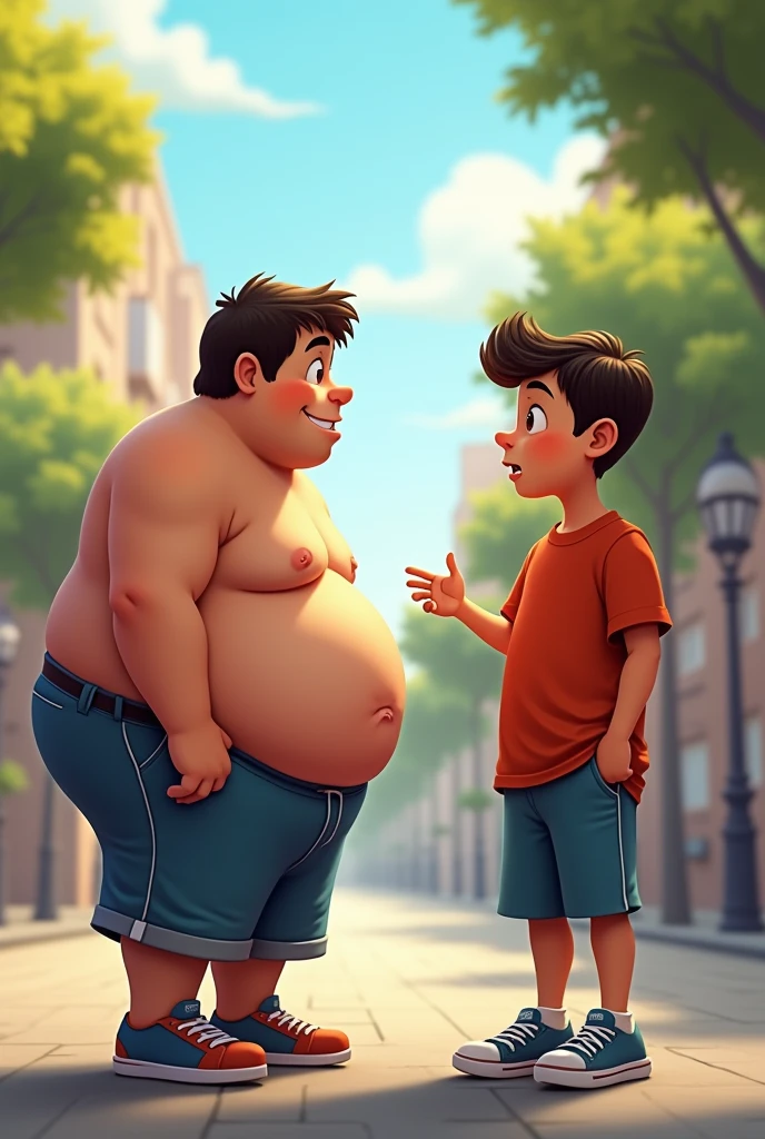 Lucas ( obese boy) was talking to his friend joao pedro who convinced him to go to the gym