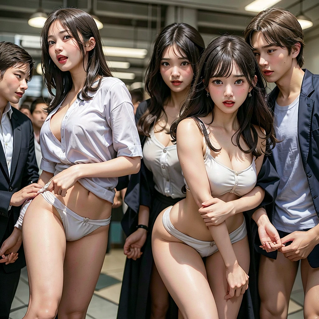 Beautiful and innocent high school girls in underwear and manicured high school boys who are excited by women, Moving through the hallway, Sexy lingerie exposed, Her bare skin is exposed by high school boys, My butt is touched by high school boys, Being molested by high school boys, My breasts are fondled by high school boys, A beautiful girl with a baby face like an idol, Being molested in public makes her scream with her mouth open in shame, He glares at the viewers in frustration, Beautiful black hair, Increased sensitivity, Beautiful Eyes, Ultra high definition, Clear white skin, Slender body, Japanese, Anatomically correct, Inner thighs