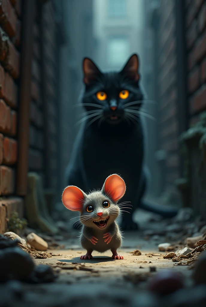 mouse before being eaten by a cat in an alley