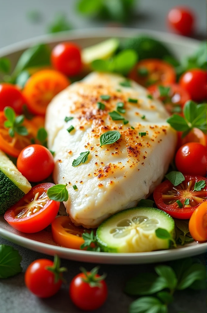 tilapia dish with vegetables