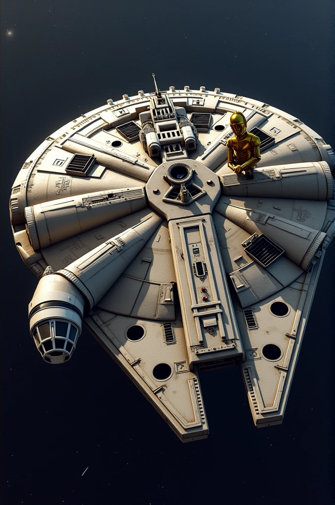 Millennium Falcon with C3PO and R2D2