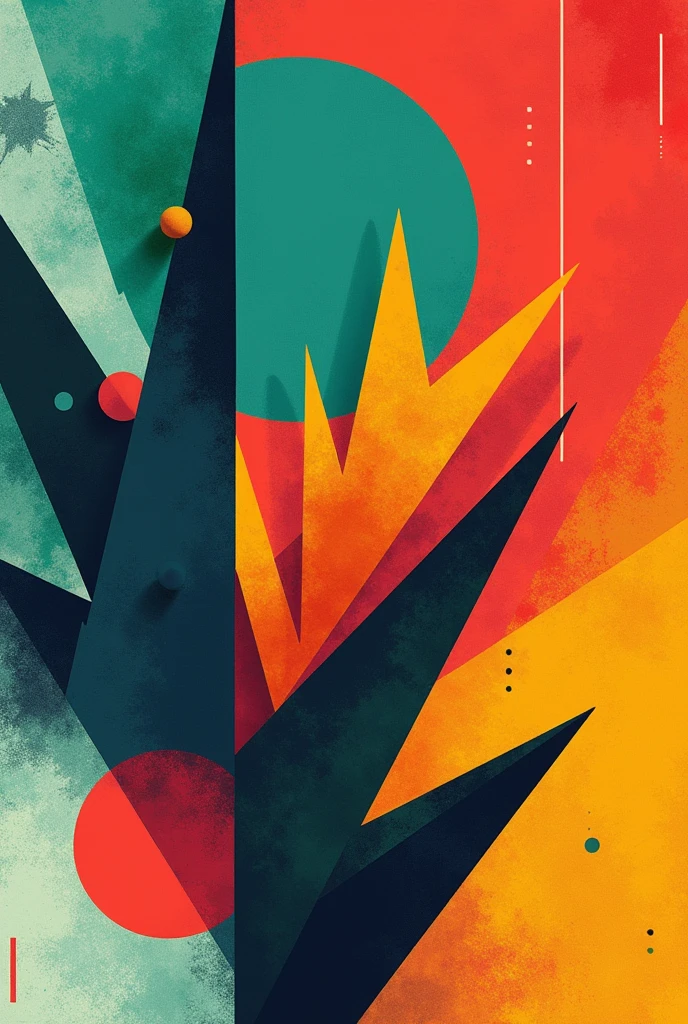 An abstract cover with geometric shapes and vibrant colors
