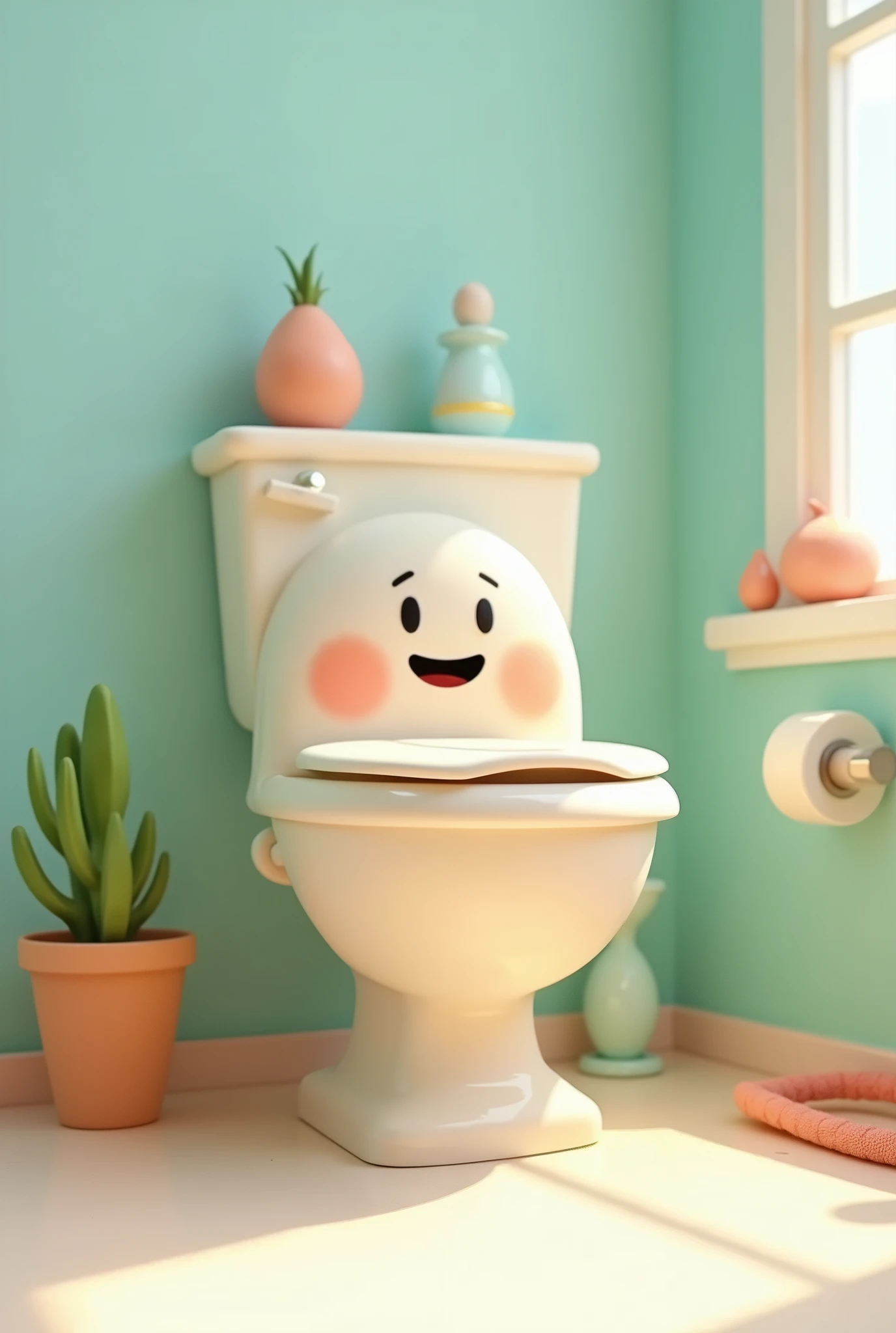 3D cartoon, 3d illustration, pixar style, Toilet, (((no humans)))