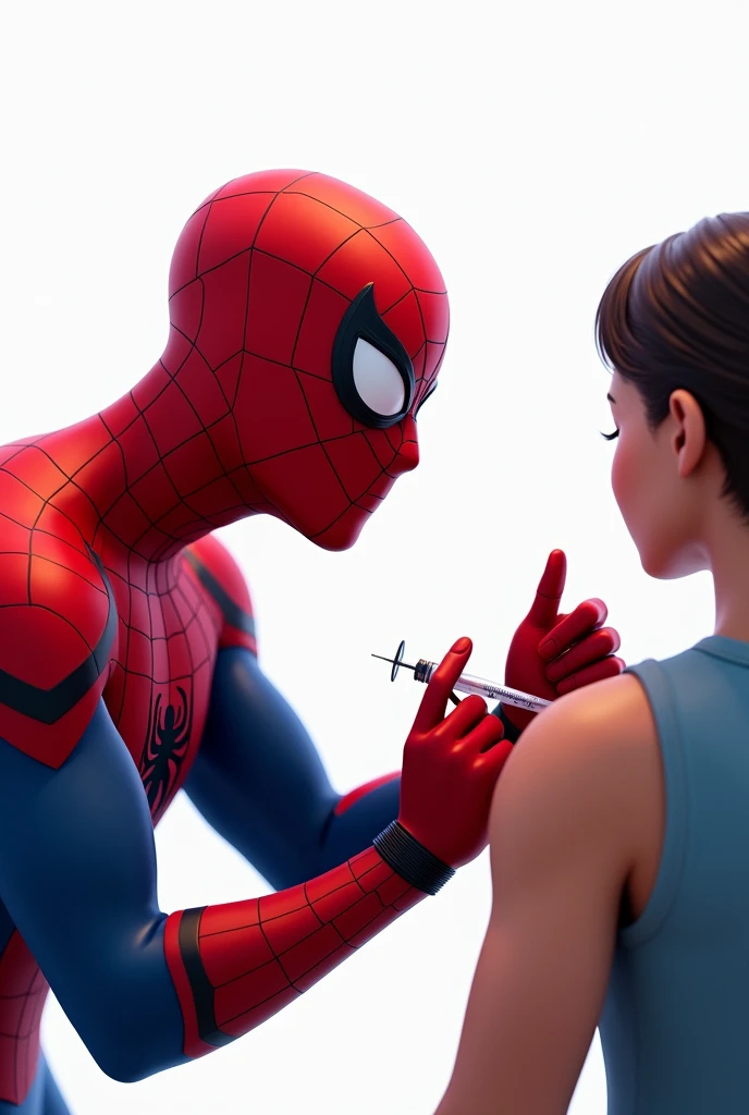 drawing of spider man vaccinating on the shoulder