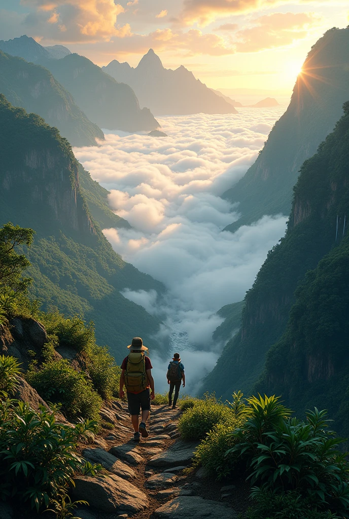 Philippines Nature Mountain trekking, sunrise or sunsets, sea of clouds 