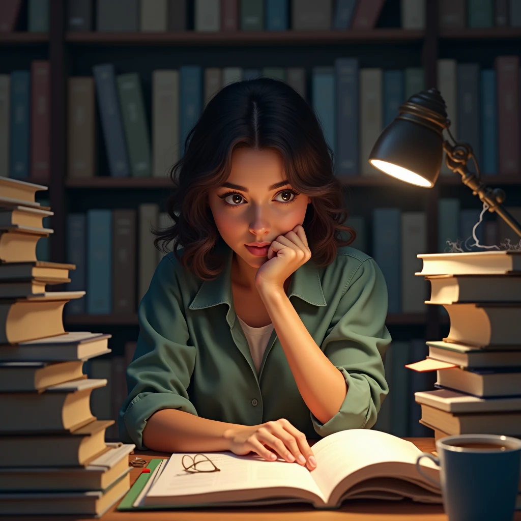 a girl stey focus in her study