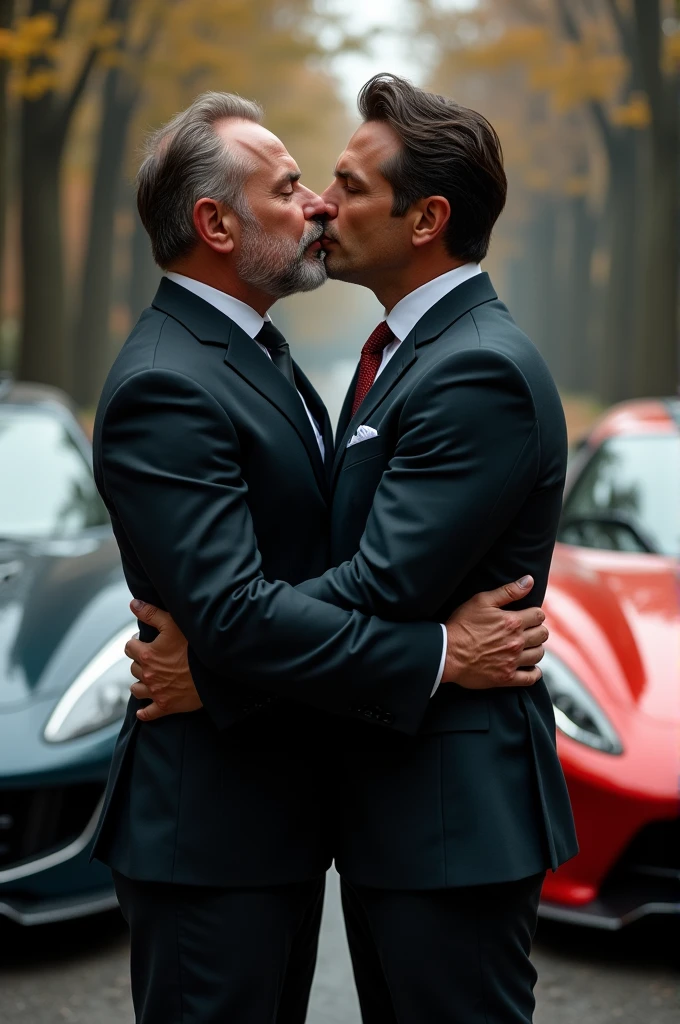 Horace Pagani (CEO of pagani automobiles) y christian von koeniggseg (ceo de koeniggseg) kissing