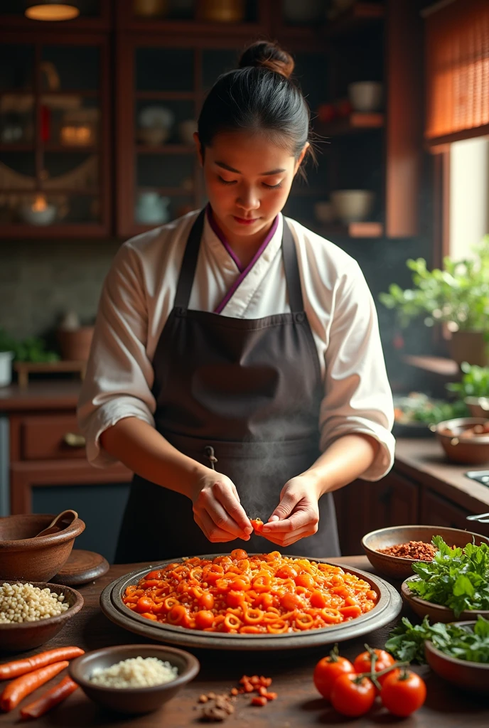 Cooking Bhutanese dish