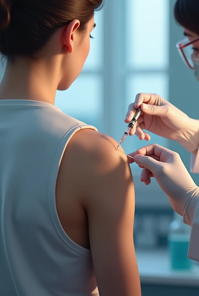 Hull vaccinating on the shoulder