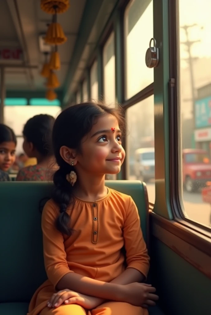 9/10 cute indian brown girl sitting in bus just next to me