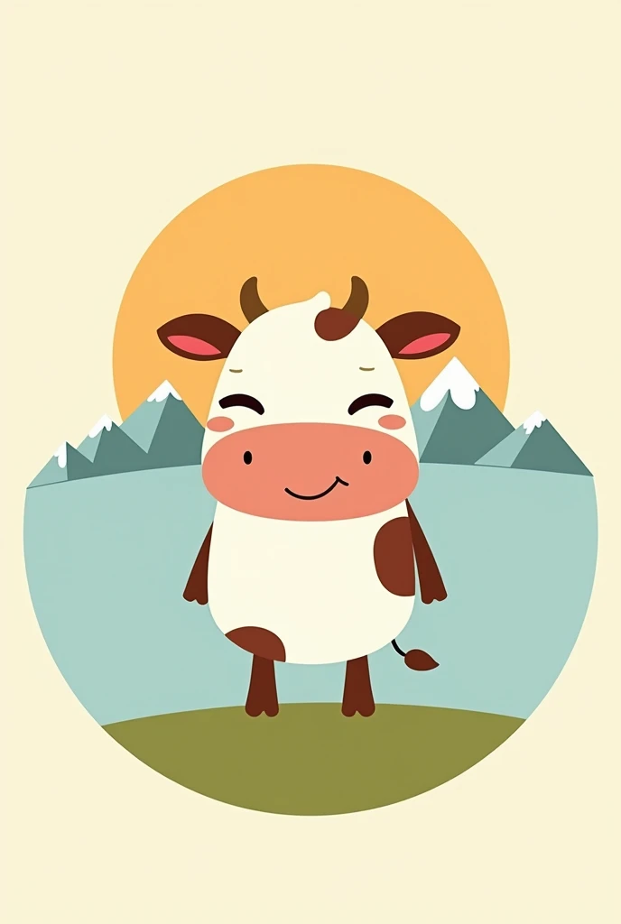 A logo for homemade yogurt called yogurtsiho With a cow and a horizon of mountains