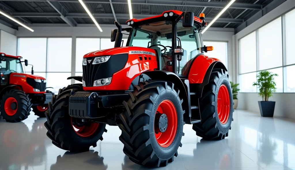 Kubota M7001 Series Tractors side view in brand showroom