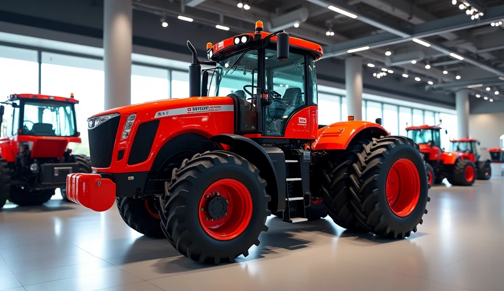 Kubota M7001 Series Tractors side view in brand showroom