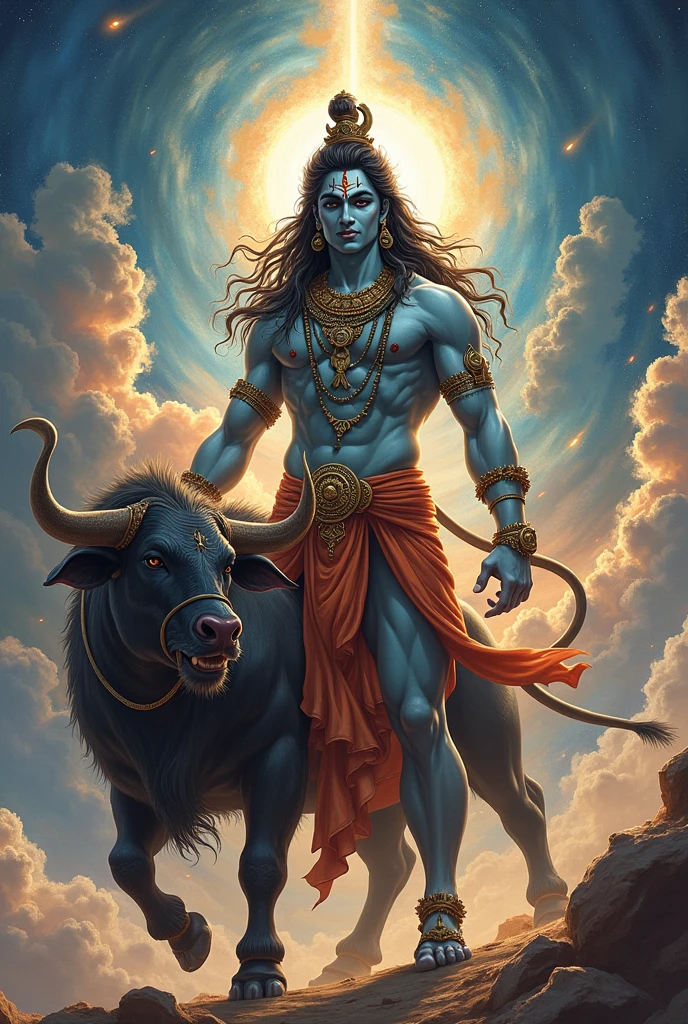 Please create a image of lord Shiva with Nandi