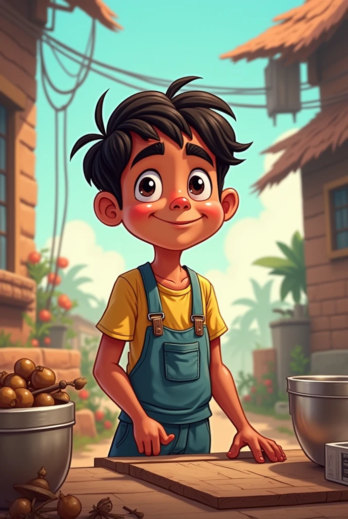 Kishan apne khero me kam krta hua cartoon character me