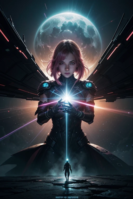 In a cyberpunk-inspired realm, Theme: Futuristic, cyberpunk-inspired tarot deck

The Sun: A bright, shining sun, casting its light on a group of happy people.


The background is the silhouette of a dragon emerges from the darkness, its form composed of the same vibrant energy. The entire scene is bathed in a contrast of deep blacks and brilliant pinks, creating a dynamic and visually striking composition. Particles of light scatter through the air, adding to the mystical atmosphere. This digital illustration blends elements of anime artistry with futuristic aesthetics, resulting in a captivating image that radiates energy and intensity.