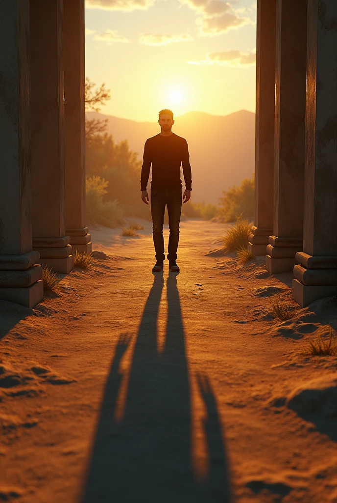 Make a man's reflection with sun(shadow)