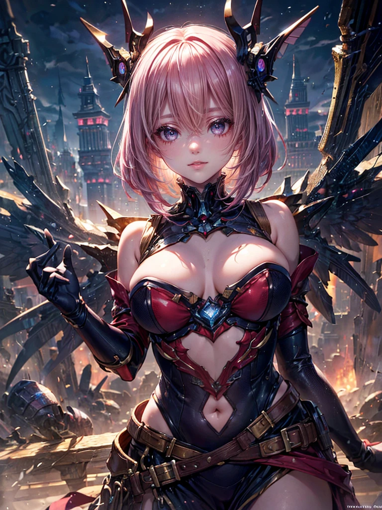 High resolution, Winner of numerous awards, Ultra high definition, Textured skin, retina,
masterpiece,(bestquality),highlydetailed,ultra-detailed,1girl, ()(roboT)(fantasylandscape:1.2,natural lighting:1.5,confidentexpression),(panorama:1.2),mecha, smile,angle、chrome,raw(Pink Hair、Beautiful courtesan girl:1.5)(Courtesan's kimono👘)(美しい花束💐を手に持つ、Point it at me:1.6)(Machine angel)angel's wing、花束💐を持つ(holding a bouquet of flowers in both hands💐:1.5)(Birthday Celebration、Celebration Festival、Flower storm:1.4)(White dress:1.5)(Petals fluttering:1.7)(holding a bouquet💐:1.8)(Beautiful floral ornaments:2.0)