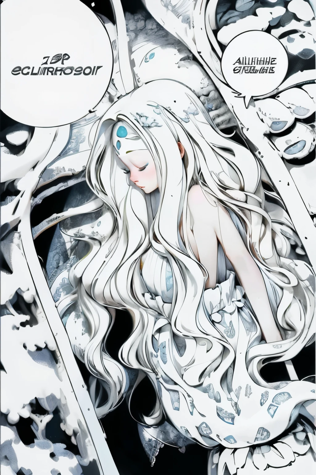  ((best quality)), ((masterpiece)), (detailed), 1girl, (big forhead:1.2),extremely detailed cute,((((long hair,long hair)))),intricate eyes,beautiful detailed ,symmetrical eyes,(((detailed face))),beautiful detailed lips,highres,(best quality),(ultra detailed,extremely detailed),perfect face details, ((masterpiece:1.4, best quality))+, (ultra detailed), closed eyes, sleep princess style,(albino),(albinismo),cgi realistic game style,8k,8HD, fringer hair,cute girl, teenage girl,slender