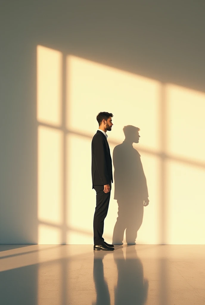 Make a man's reflection with sun(shadow only on wall)