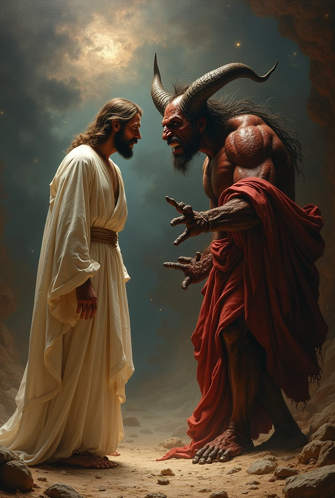Jesus Christ fighting the devil 