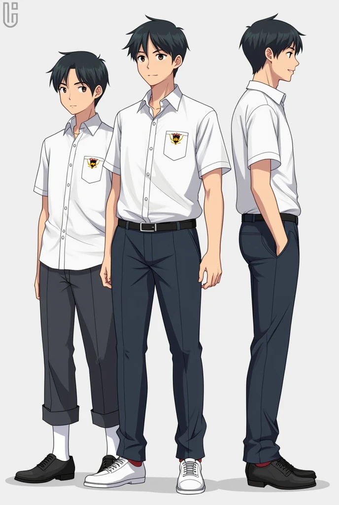 The male student uniform for Chonlathornwitthaya High School may look like this::
**shirt:**
- shirtเชิ้ตสีขาวแขนสั้น คอปก เนื้อผ้าโปร่งสบายเหมาะสำหรับสภาพอากาศร้อน
- กระดุมสีขาวเรียงตามแนวกลางshirt
- มีกระเป๋าshirtที่หน้าอกด้านซ้าย โดยอาจมีตราสัญลักษณ์โรงเรียนปักอยู่ที่กระเป๋า
**trousers:**
- trousersนักเรียนสีดำหรือสีน้ำเงินเข้ม ความยาวปกติคลุมถึงข้อเท้า ทรงกระบอกหรือทรงขาเล็กขึ้นอยู่กับมาตรฐานของโรงเรียน
- มีเข็มขัดหนังสีดำหรือสีน้ำเงินเข้มพร้อมหัวเข็มขัดที่มีตราสัญลักษณ์โรงเรียน
**shoe:**
- shoeนักเรียนสีดำ ทรงเรียบง่ายแบบผูกเชือก
- ถุงเท้าสีขาวยาวถึงข้อเท้า
**decorations:**
- เข็มกลัดตราสัญลักษณ์โรงเรียนติดที่คอshirt
- นักเรียนชายอาจต้องสวมเนคไทสีประจำโรงเรียนในวันที่มีพิธีการหรือวันสำคัญ
**Hair style:**
- Hair styleต้องเรียบร้อย ไม่ยาวเกินไป และห้ามทำสีที่ไม่เป็นธรรมชาติ
เครื่องแบบนักเรียนชายนี้ออกแบบมาให้ดูเรียบร้อย สะอาดตา และสะท้อนถึงความเป็นระเบียบเรียบร้อยของนักเรียนชายในโรงเรียนค่ะ