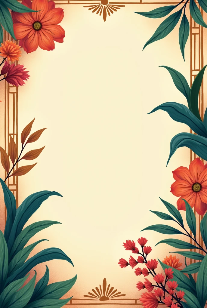 make me a background about bali indonesia culture, 4 colors only, dominant cream color