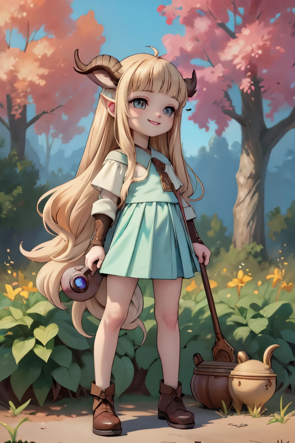 solo, mare,confident, grin, looking at viewermagic,coloful,cute,pretty,masterpiece,4k,beautiful,detailed,smile,feminine,thin,faun, girl,blond haired girl with horns and green leaves on her head, detailed digital,loish and wlop, cute detailed digital art, adorable digital painting, digital illustration, fanart best artstation, inspired by WLOP, artwork, hyperdetailed fantasy character,full body,satiro legs,fantasy art 8k,masterpiece,score_9,score_8,score_7,score_8_up,score_7_up,score_6_up, game_Lunaflame_Pony_XL:0.9>
pmmkr2024, best quality, trending on artstation,