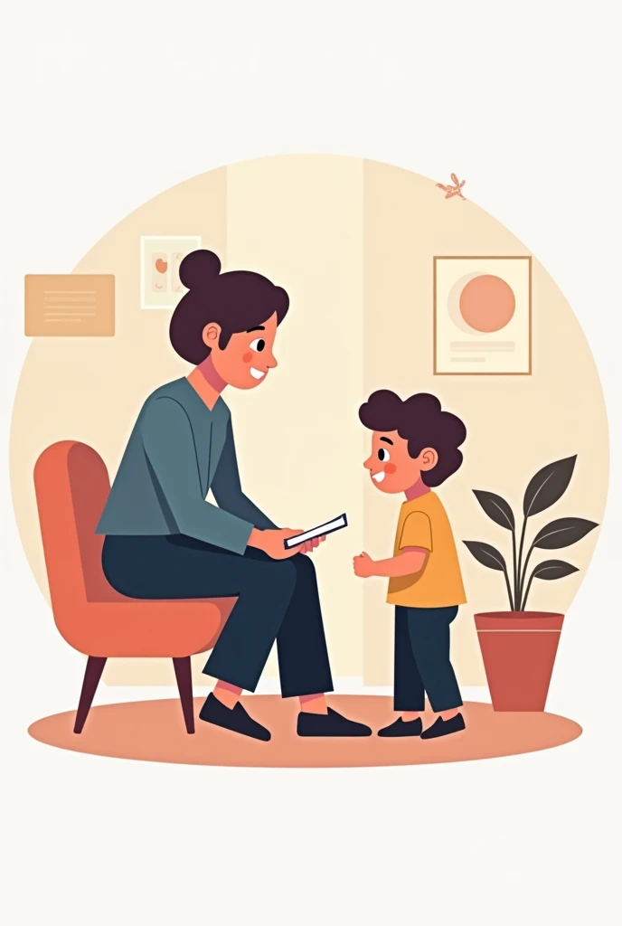 psychotherapy icon of a psychologist with a child