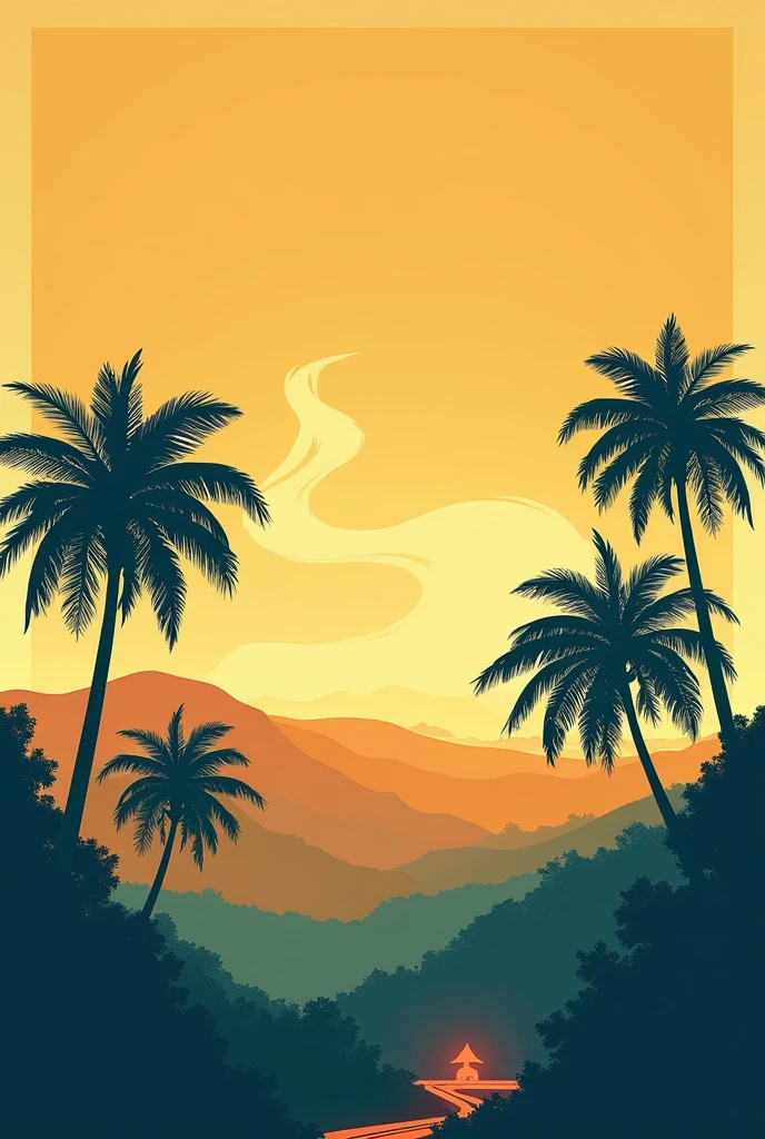 gambar latar belakang, bali indonesia, retro, simple ,3 warna, 