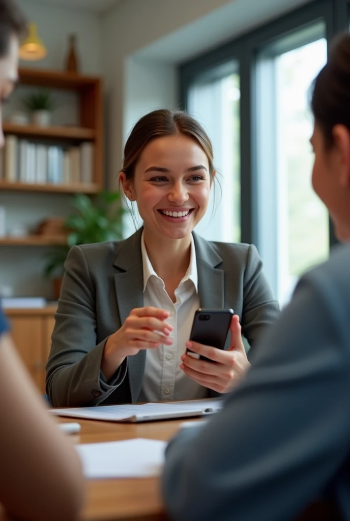 Teacher giving classes with her phone
