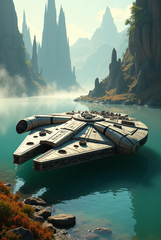 Millenary falcon landed near lake starwars
