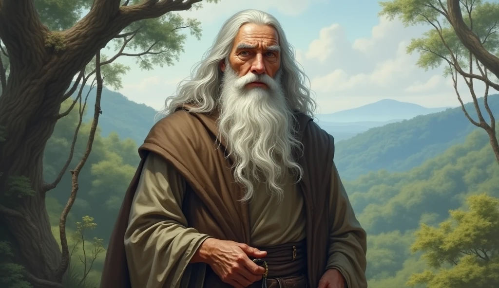 old wise man with white hair