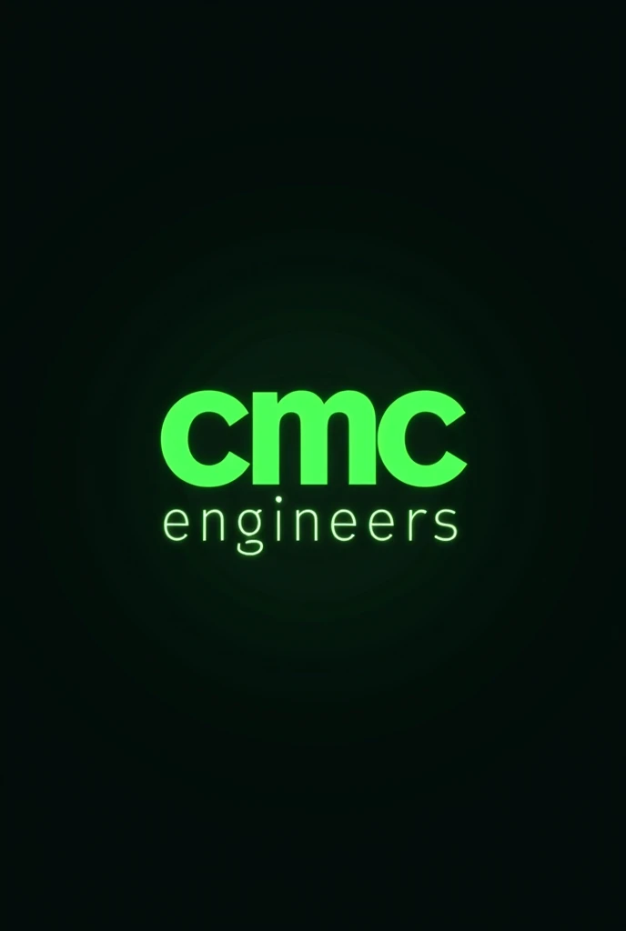 professional logo written as "CMC ENGINEERS", dark background, bright green letters